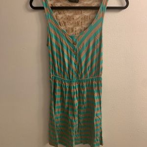 Green and Tan Striped Sundress